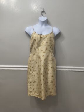 Vtg. Liz Claiborne Silk Yellow Floral Slip Dress Sz 12 Wedding  Party/Cocktails